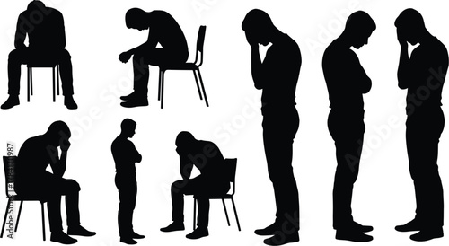 Sadness, loneliness, depression, anxiety, stress, despair, solitude, emotion, mental health, silhouette, posture, pain, reflection, trauma, burnout, fatigue, isolation, introspection