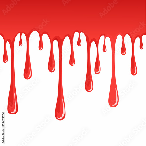 Vector Seamless Border of Dripping Blood for Halloween and Horror Designs