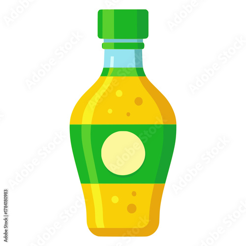 orange juice in a bottle drink nature healthy flat color vector illustration template design