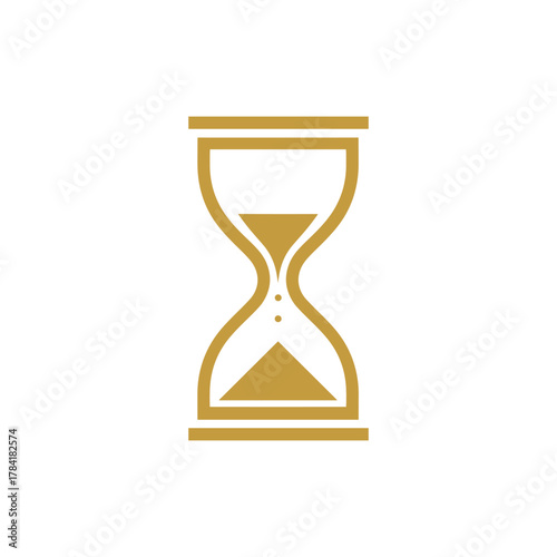 Golden hourglass illustration, symbolizing time, measurement, and the passage of moments, with a classic design.