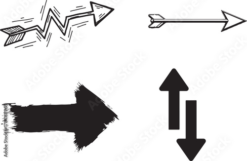 Diverse Stylized Arrow Illustrations for Direction and Movement Concepts