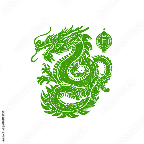 【Animals Icons – Basic】Japanese Dragon Silhouette Illustration / 墨絵風の龍シルエットイラスト	