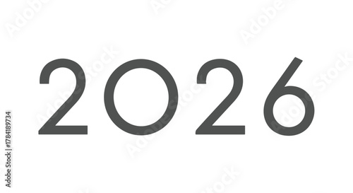 Bold dark gray numbers 2026 displayed clearly against a white background