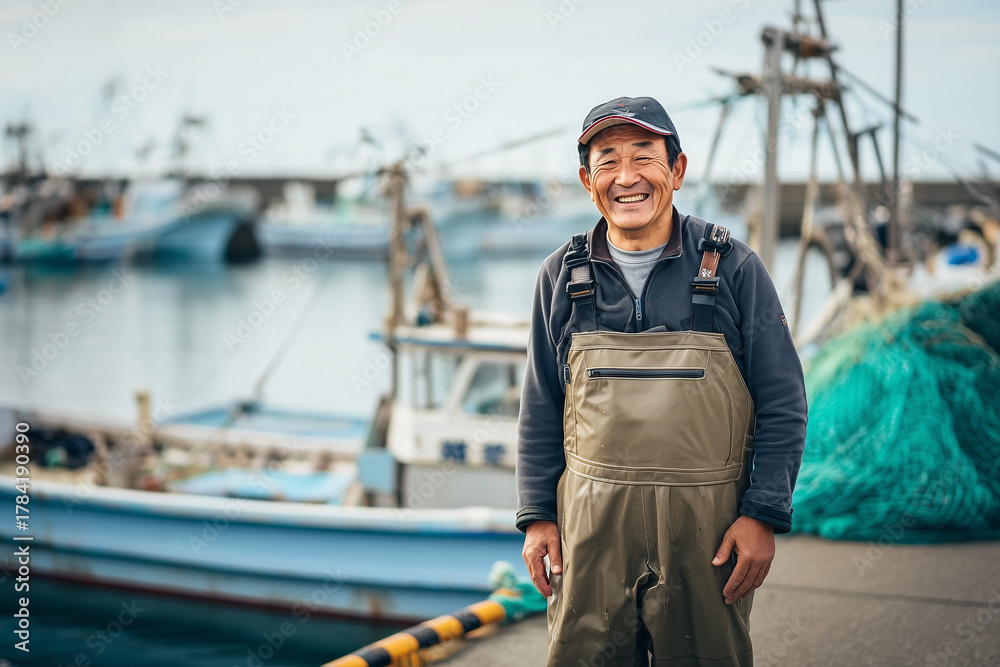 Obraz premium 漁業に携わるシニア男性