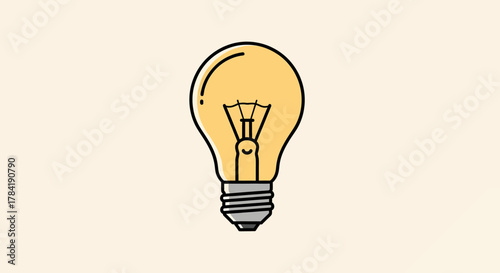 Bright yellow lightbulb illustration representing idea and innovation concept.