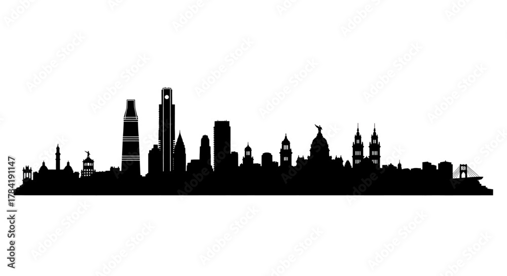 Naklejka premium London Skyline Silhouette A Detailed Urban Panorama.