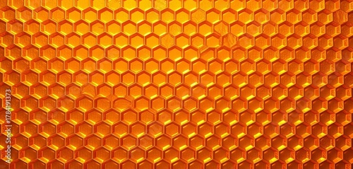 Golden honeycombs seamless pattern, hexagonal texture background, yellow background, honeycomb