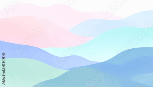 Pastel Mountain Landscape with Soft Colors.