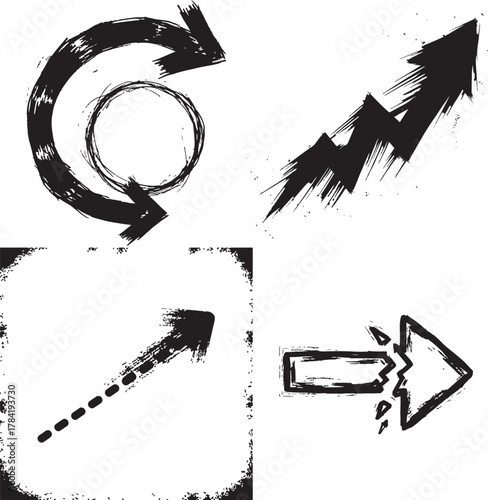 Grungy Brush Stroke Arrows and Design Elements Collection