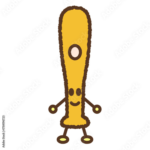 手書き風のキャラクター単品アイコンイラスト　野球　バット