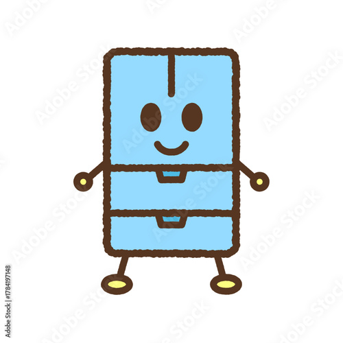 手書き風のキャラクター単品アイコンイラスト　冷蔵庫