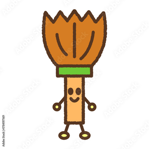 手書き風のキャラクター単品アイコンイラスト　箒