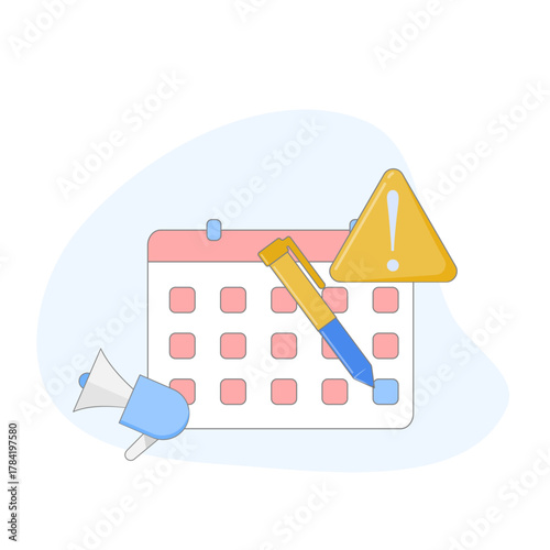 Calendar Icon with Important Reminder Notifications and Schedule Alarm Alerts