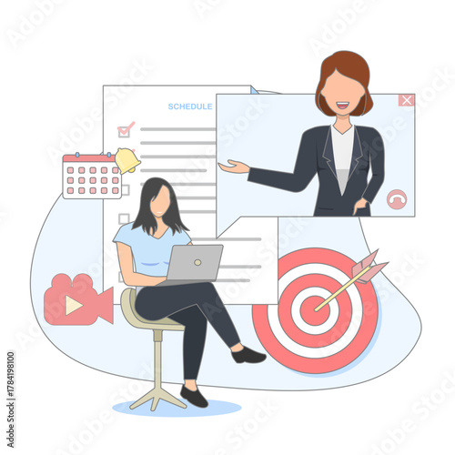 Illustration of an Online Business Meeting via Video Call