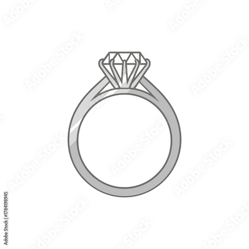 A simple, elegant silver ring with a prominent, sparkling diamond at its center, symbolizing commitment and luxury.