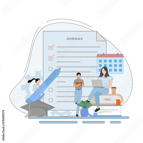 Back-to-School Concept: Students Planning Academic Activities at the Start of the Semester