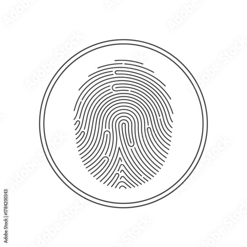 Fingerprint identification Security authentication in a digital world - vector emblem for business identity protection
