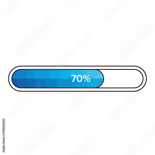 Blue progress bar indicating 70% completion with a clean, modern design, perfect for loading screens and status updates