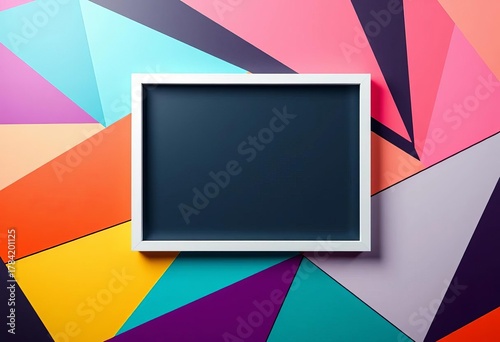 Sleek modern frame mockup on stylish geometric background,  asset,  presentation