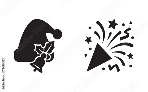 Festive christmas hat and party popper