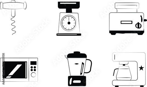 Set of household appliance icons: vector illustration for home, kitchen, and office technology web design