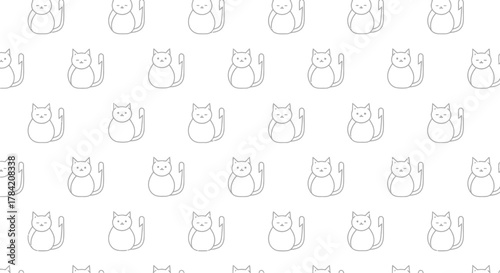 Charming minimalist cat pattern design featuring playful simple line art felines for delightful backgrounds and creative projects