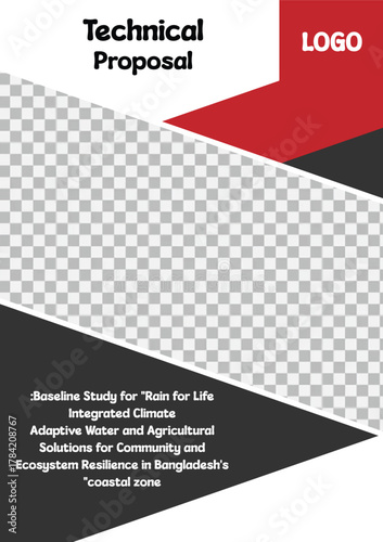 Technical proposal cover design with geometric shapes and space for logo, template for business presentation or report with modern layout