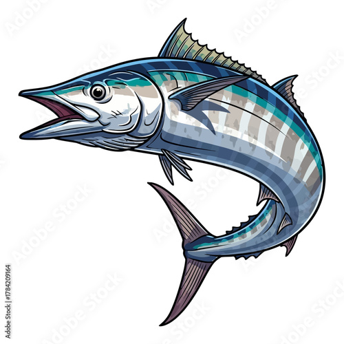 wahoo fishing illustration logo vector image t shirt