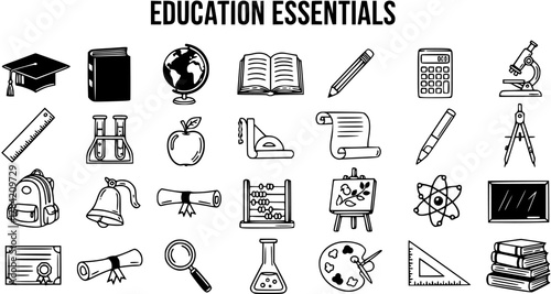 Education Essentials: Back to School Doodle Icon Set