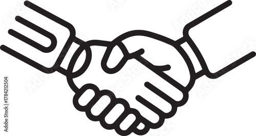 Business Handshake and Agreement Line Icon: Partnership, Deal, Success, and Mutual Trust