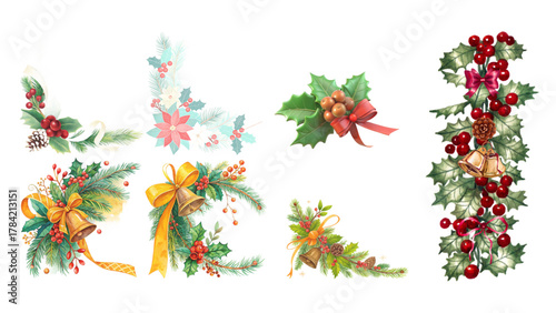 christmas wreath with holly berries