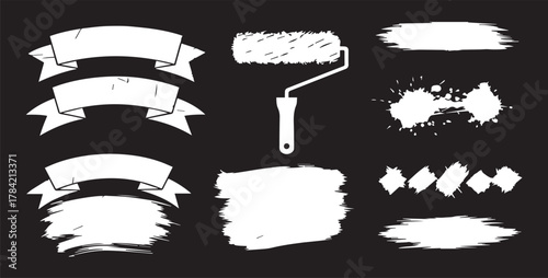 Brushstrokes of Creativity: A collection of various brushstrokes and ribbons, a testament to the artist's toolkit, perfect for adding flair to any project.