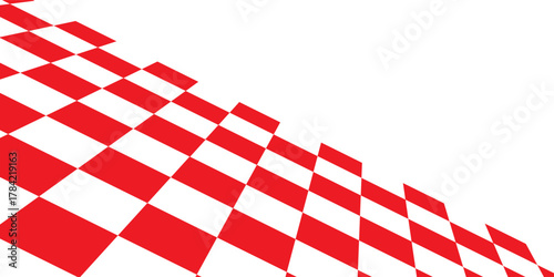 Checkerboard, chessboard, checkered plane in angle perspective. Tilted, vanishing empty floor modern.