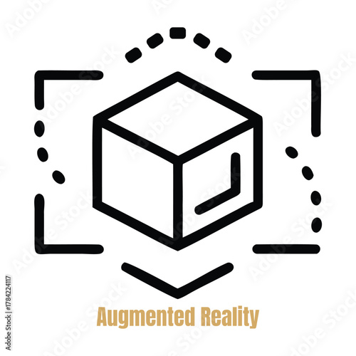 Augmented reality outline icon on white background showcasing immersive technology for interactive digital user experience and innovation