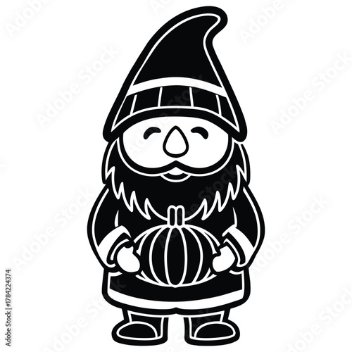A black silhouette of a fall gnome