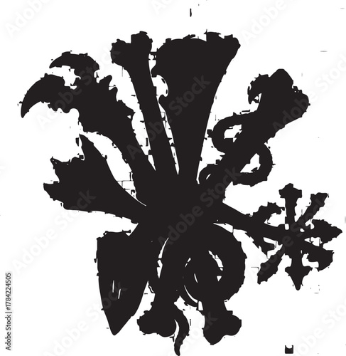 Intricate Floral Silhouette: An elegant, black and white artistic silhouette of a stylized floral arrangement, evoking a sense of artistic flair and natural beauty. 