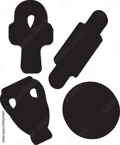 Ancient Artefacts Silhouette: A collection of ancient artefacts are presented in stark silhouette, each object a whisper from the past, inviting curiosity and speculation.