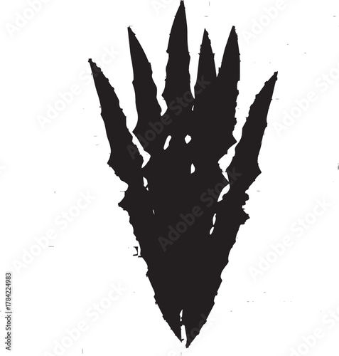 Abstract Claw Print: An abstract representation of a sharp, detailed claw print. Capturing the essence of a mysterious creature, creating intrigue and curiosity.