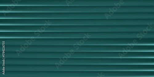 Dark green ribbed glass texture with glossy vertical waves and gradient reflections in abstract background design