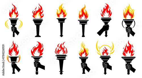 vector illustration of a set of fire
