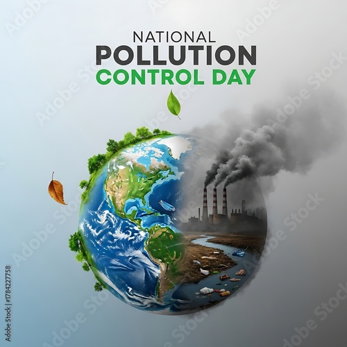 National pollution control day contrasting clean and polluted earth