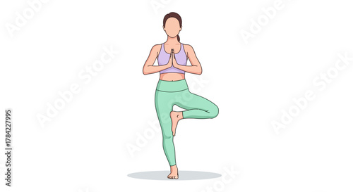Yoga Pose Tree Pose Illustration for Wellness and Balance | Stock Illustration