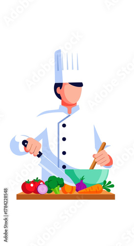 Culinary Maestro Chef Preparing a Vibrant Salad