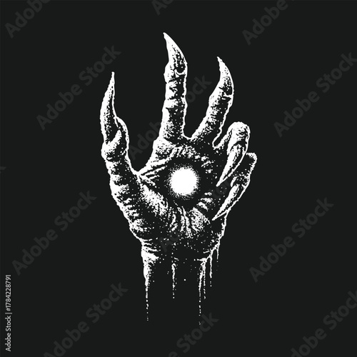 Hand Drawn Dark Art Demon Hand Illustration