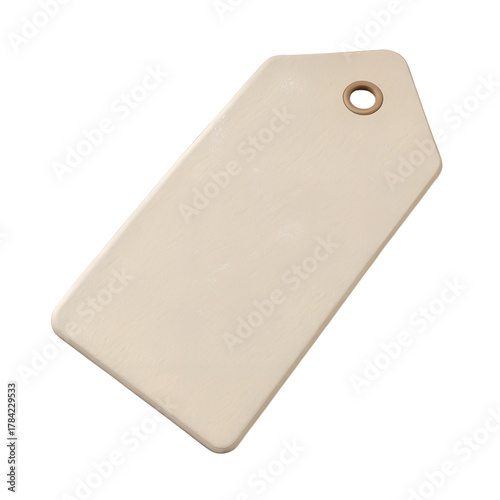 Beige blank price tag isolated on white background