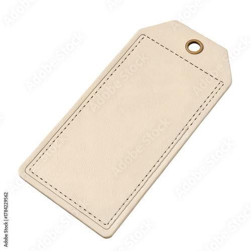 Beige blank price tag isolated on white background