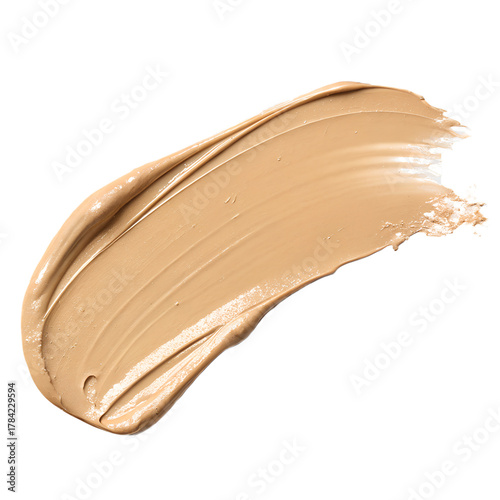 Beige paint stroke on white background