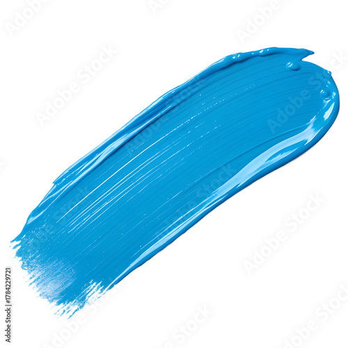 Blue paint stroke on white background