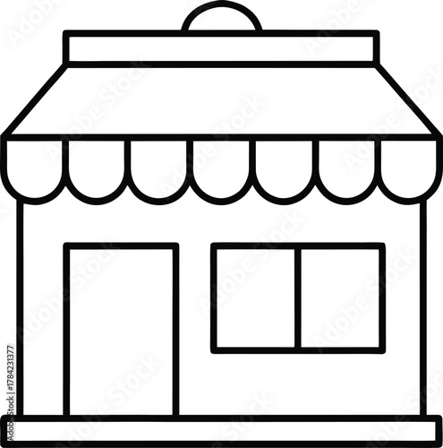 Cafe Storefront Line Art Transparent Background