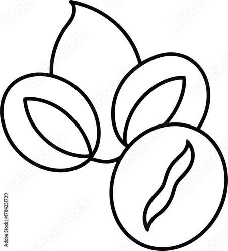 Coffee Roasting And Beans Line Art Transparent Background